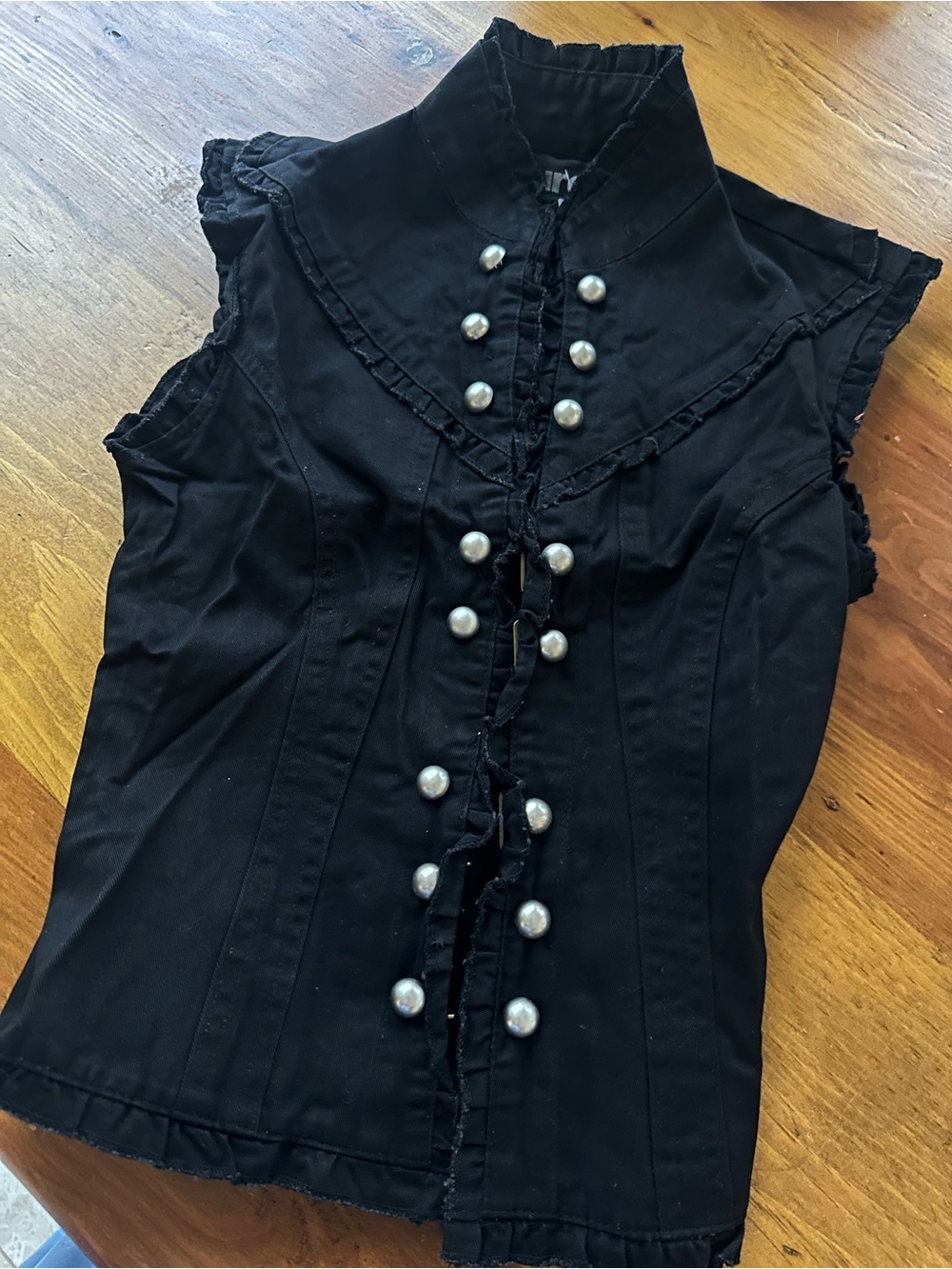 NWT VINTAGE PURE HYPE BLACK COTTON BUTTON MILITARY VEST SMALL